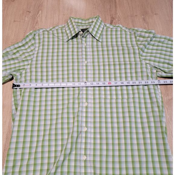 Paul & Shark Yachting Plaid Gingham Check Button Up Shirt Mens Size Large Green - Picture 6 of 7